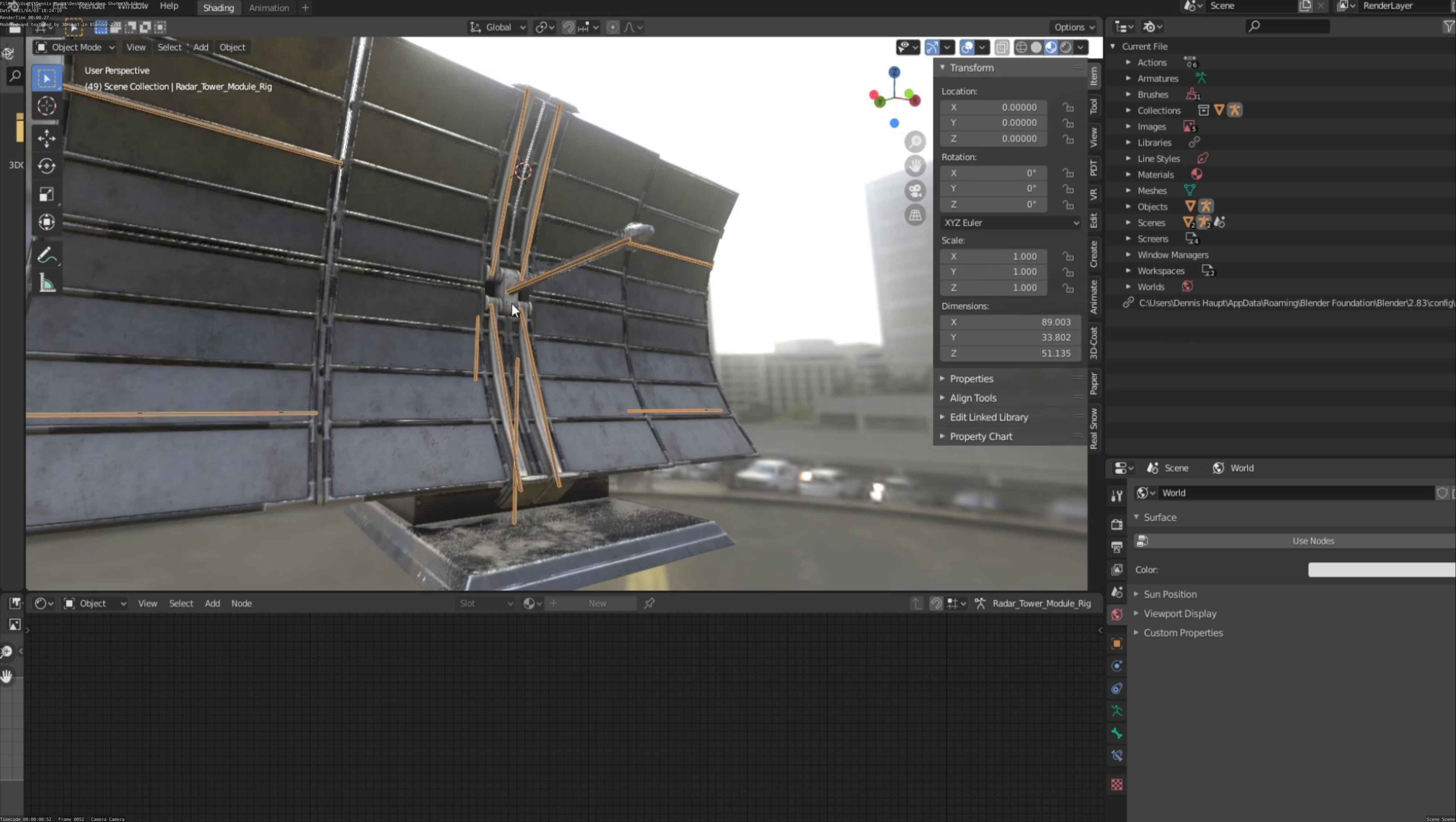Futuristic Radar Tower Low-poly 3D model_98