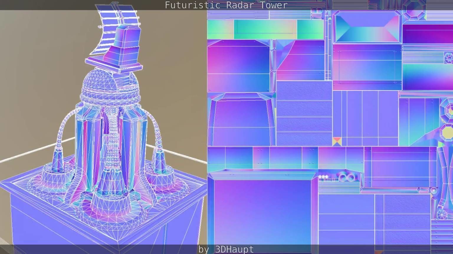 Futuristic Radar Tower Low-poly 3D model_77