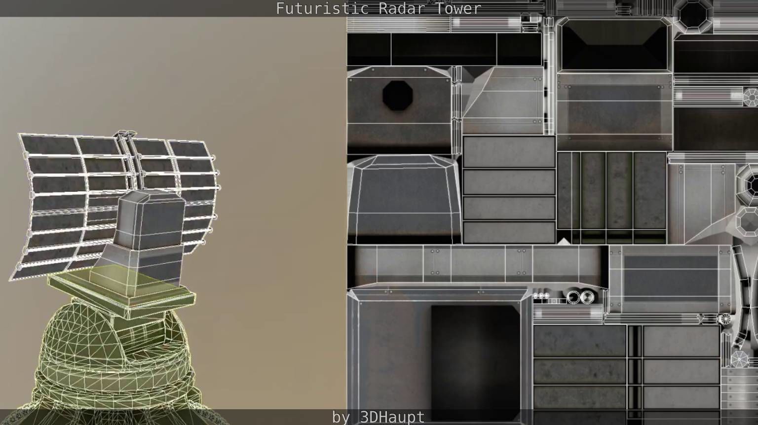 Futuristic Radar Tower Low-poly 3D model_60