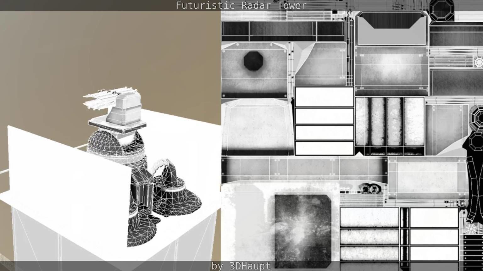 Futuristic Radar Tower Low-poly 3D model_71