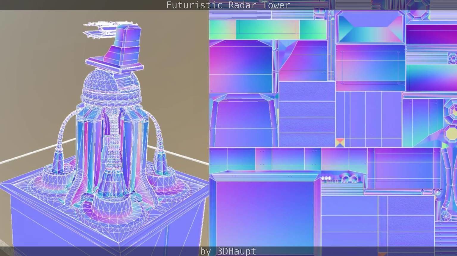 Futuristic Radar Tower Low-poly 3D model_76