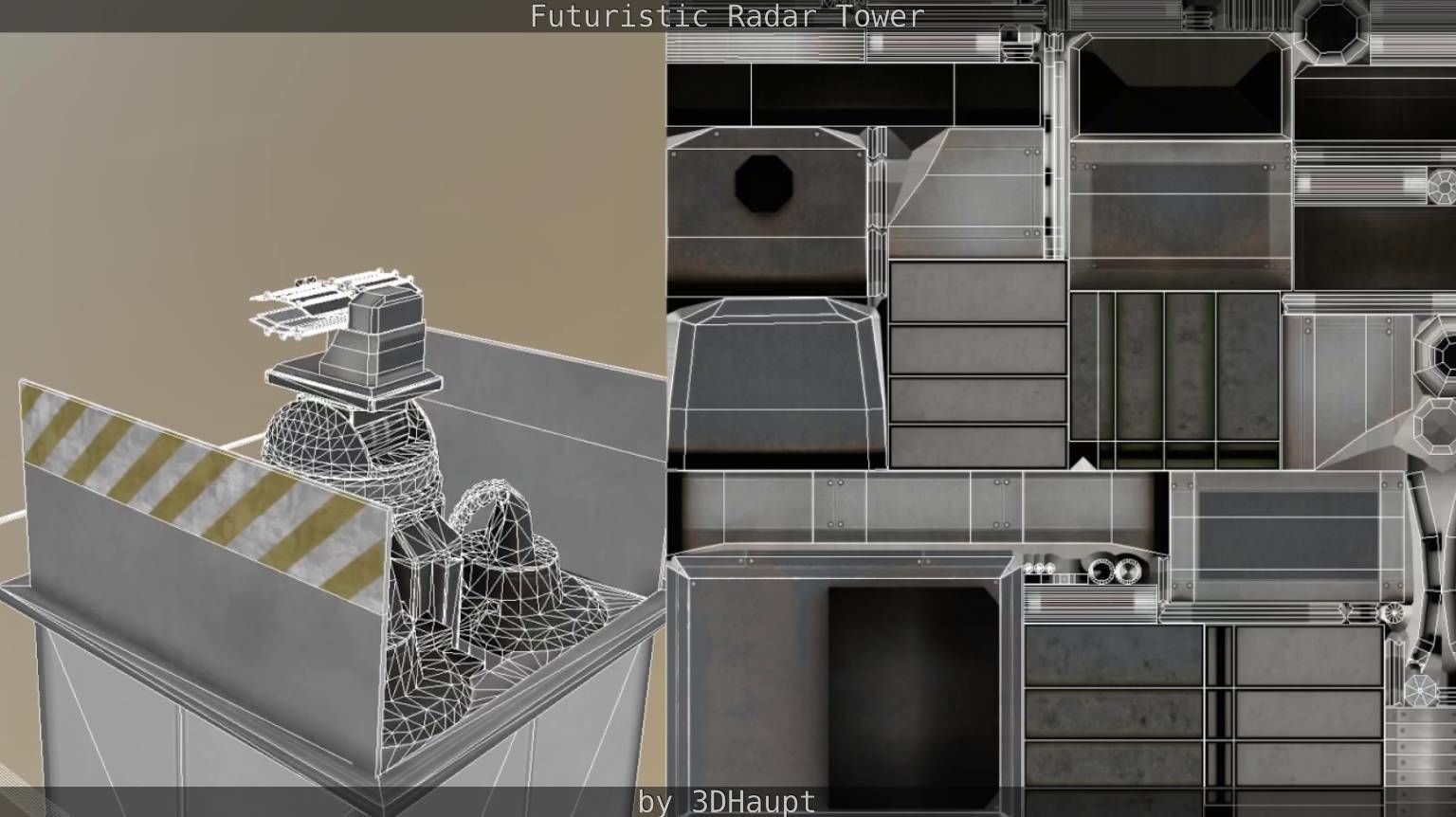 Futuristic Radar Tower Low-poly 3D model_64