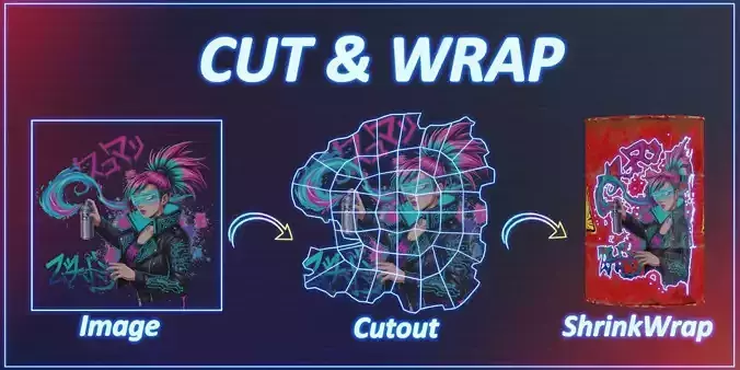Cut and Wrap - Blender Addon - One Click Image to Cutout 3D model