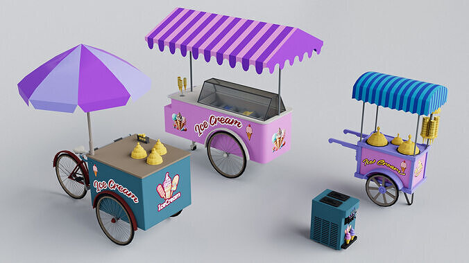 Ice Cream Carts Collection 3D model