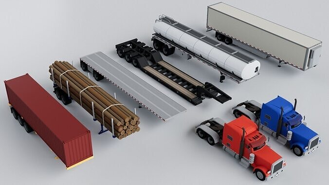 Peterbilt Truck and Trailer Collection 3D model