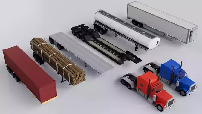 Peterbilt Truck and Trailer Collection 3D model