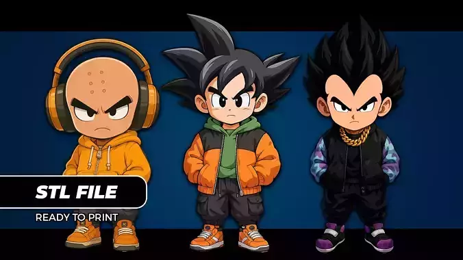 Hood Gang Dragon Ball Bundle Goku Kuririn Vegeta STL Files