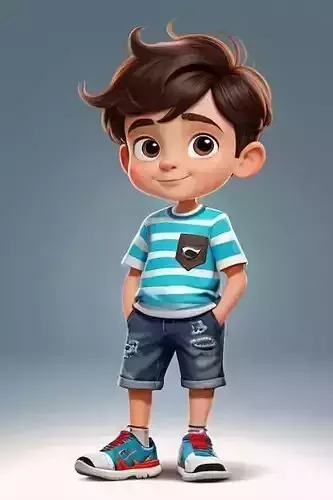 Cute Cartoon Boy 3D Model 