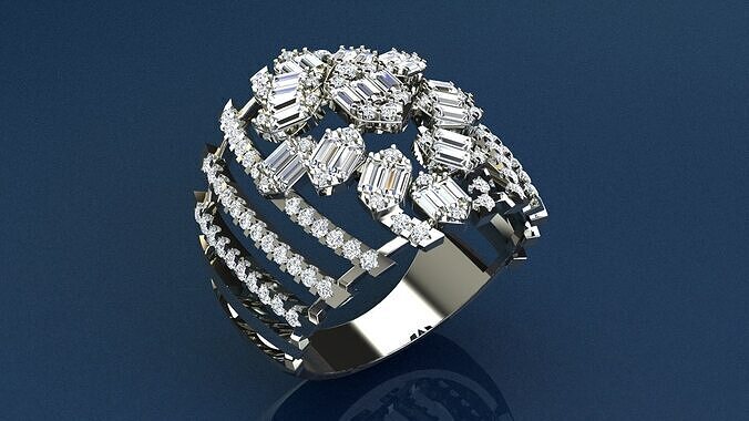 Diamonds Baguettes Ring 3D print model