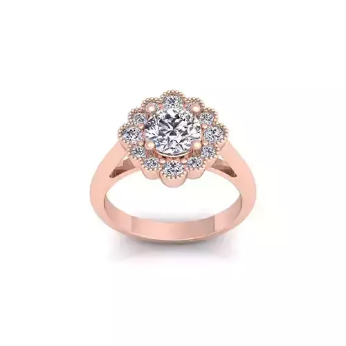 Flower Diamond Ring 3d Model and Render 
