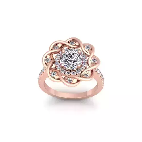 Flower Diamond Ring 3d Model and Render 