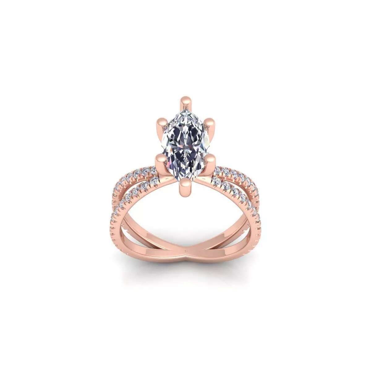 Marquees Engagement Ring 3d Model and Render 3D print model
