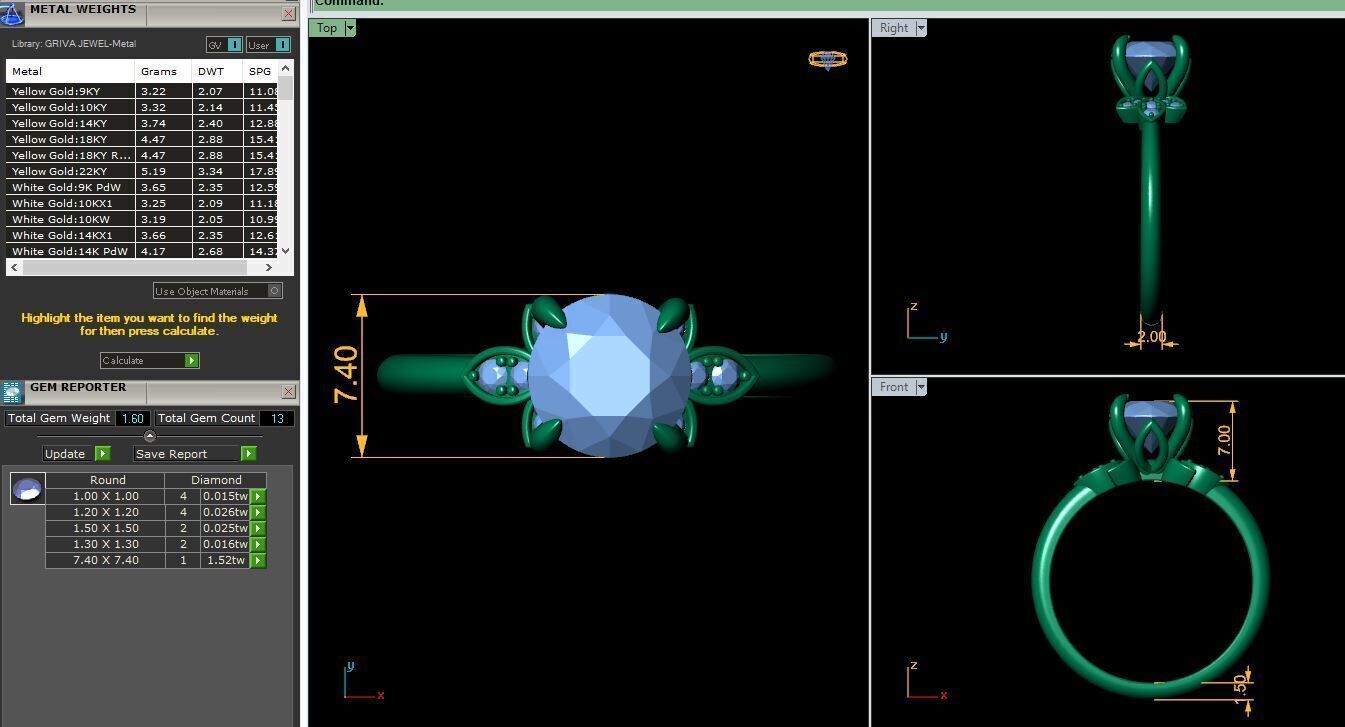 Fancy Engagement Ring 3 3d Model and Render 3D print model_12