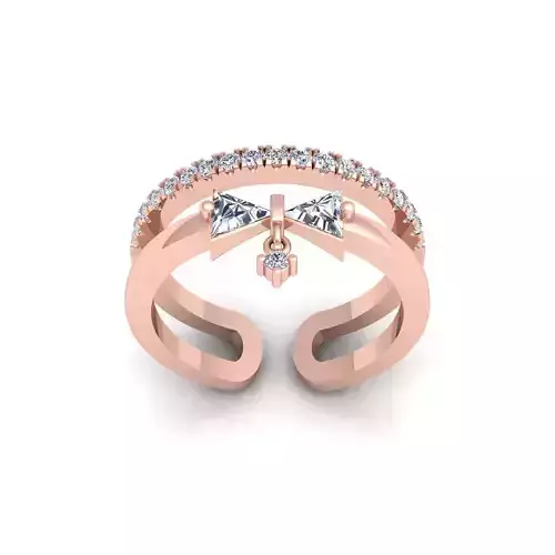 Two Row Shank Open Bottom Ring 3d Model and Render 