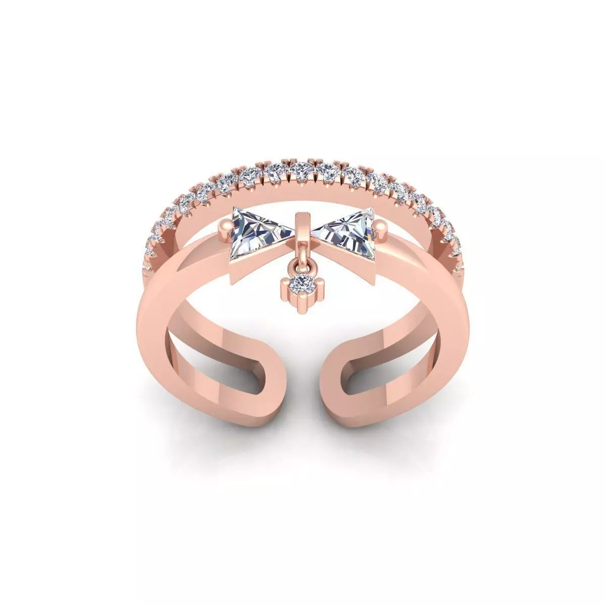 Two Row Shank Open Bottom Ring 3d Model and Render 3D print model