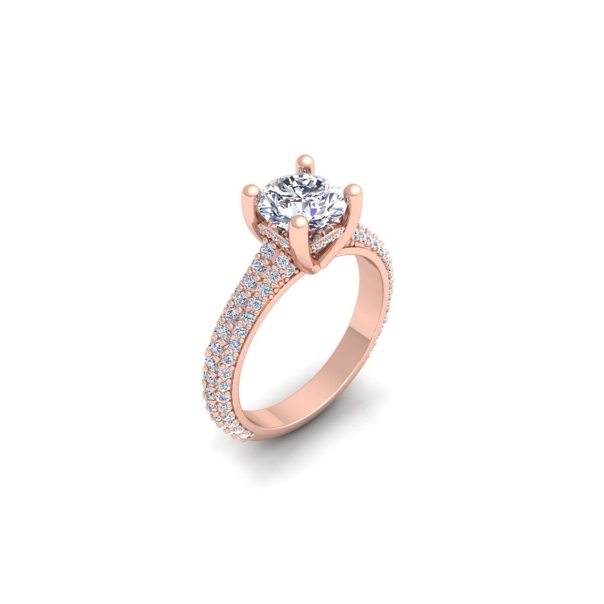 Fancy Round Engagement Ring 3d Model and Render 3D print model_7