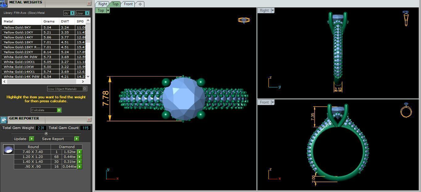 Fancy Round Engagement Ring 3d Model and Render 3D print model_12