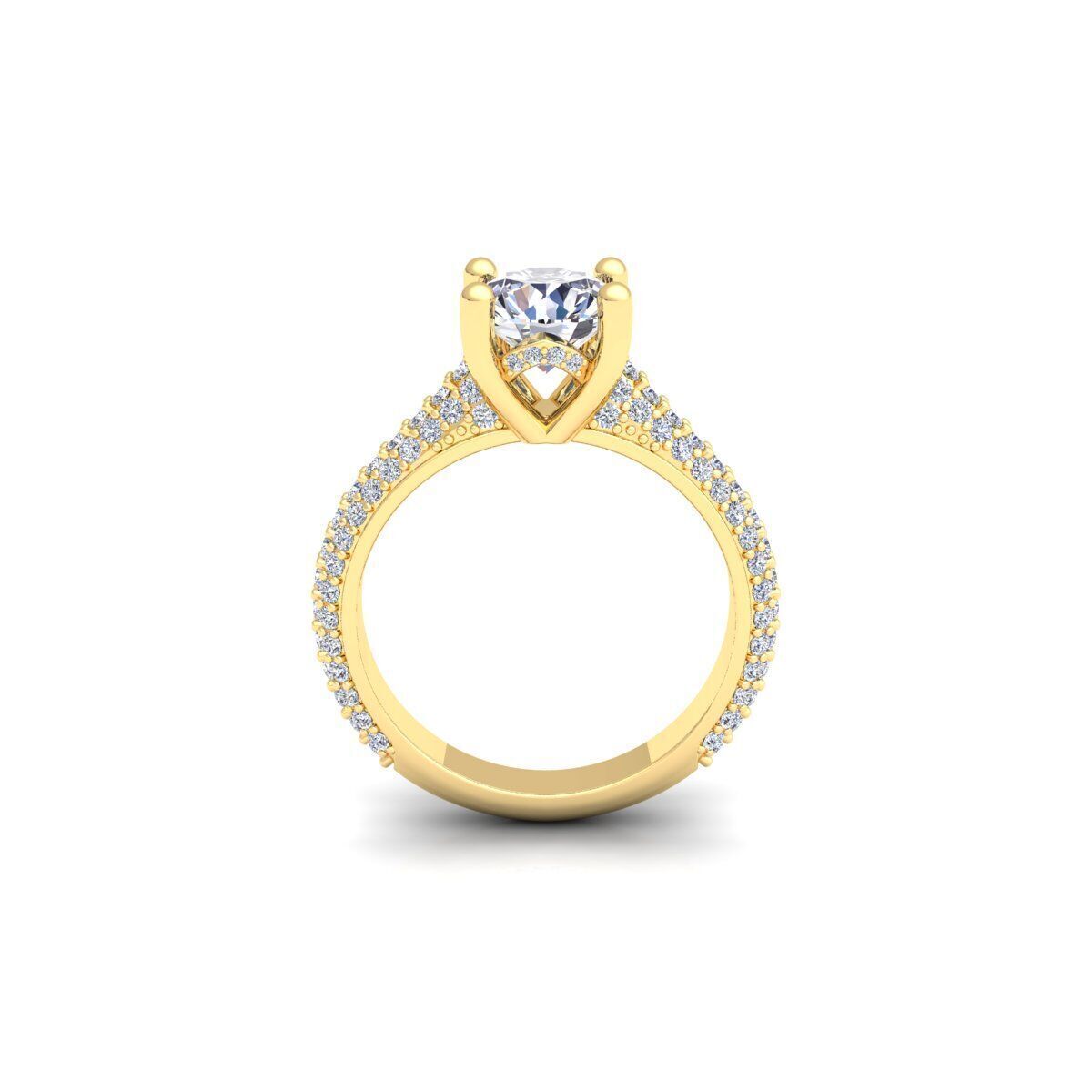 Fancy Round Engagement Ring 3d Model and Render 3D print model_3