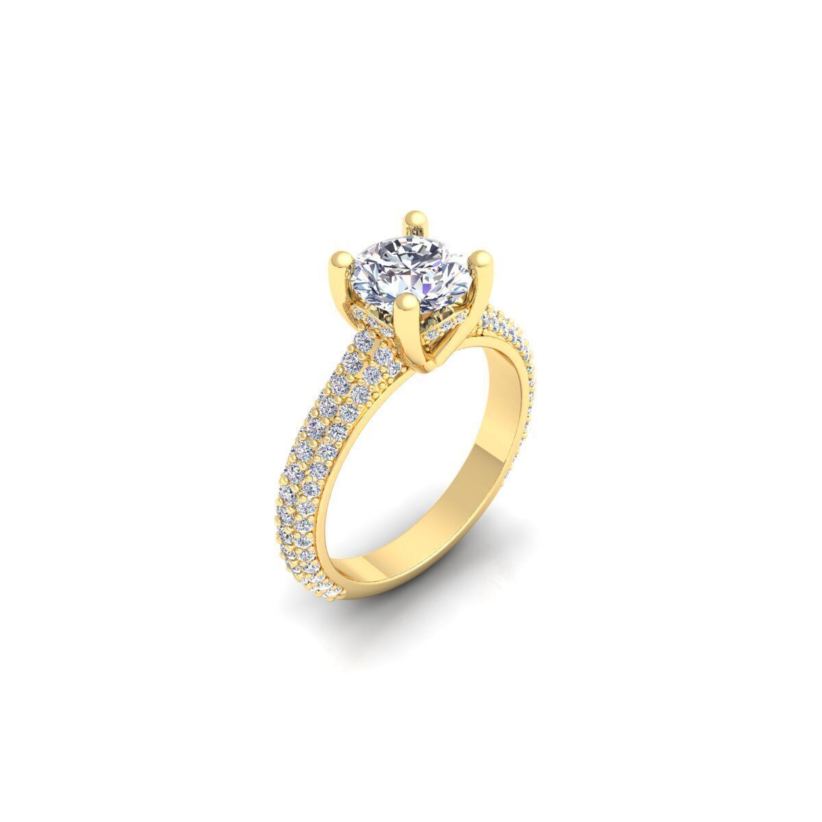 Fancy Round Engagement Ring 3d Model and Render 3D print model_6