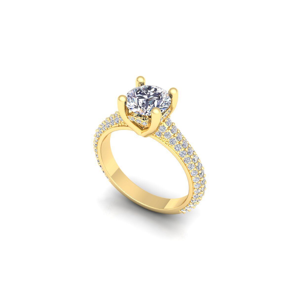 Fancy Round Engagement Ring 3d Model and Render 3D print model_9