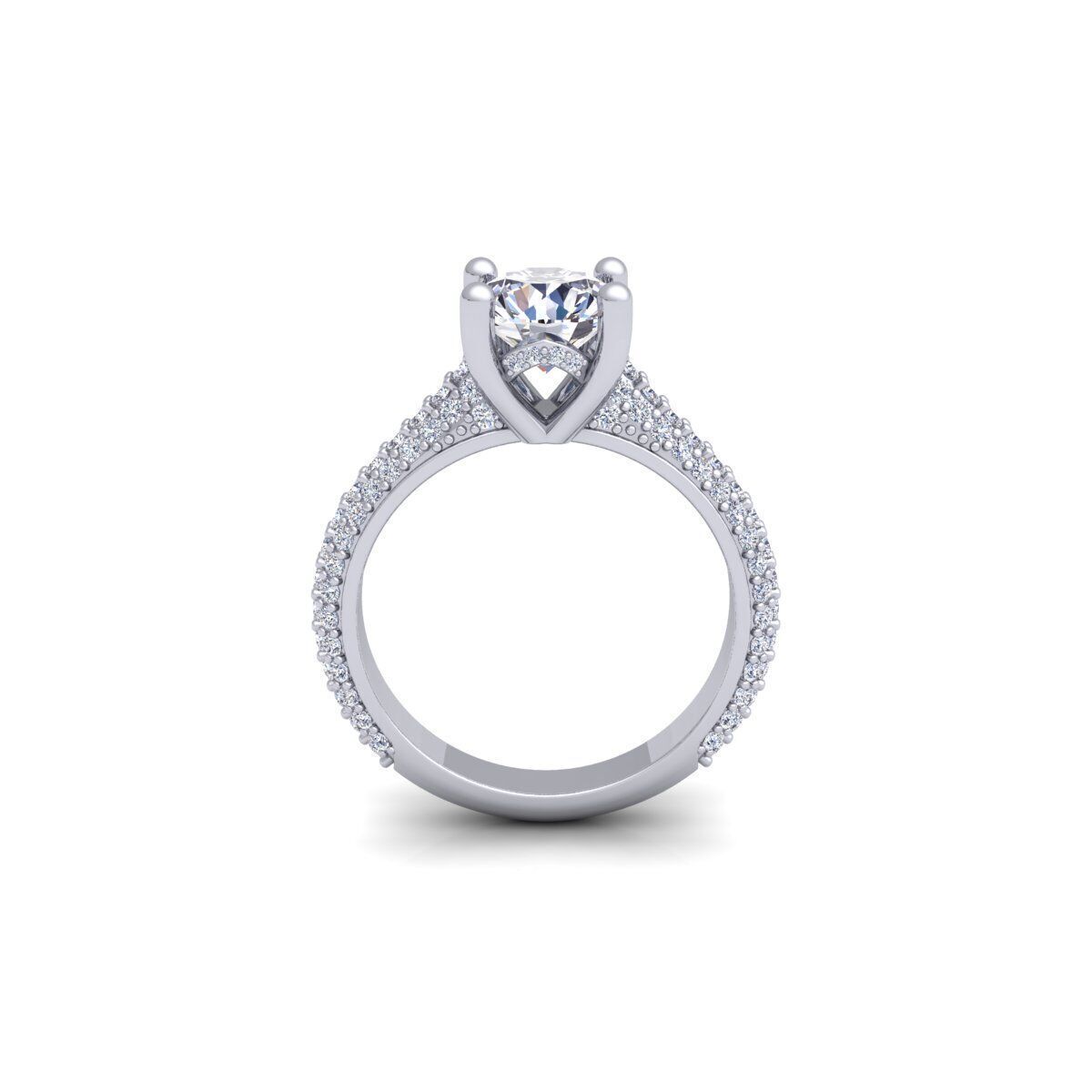 Fancy Round Engagement Ring 3d Model and Render 3D print model_5