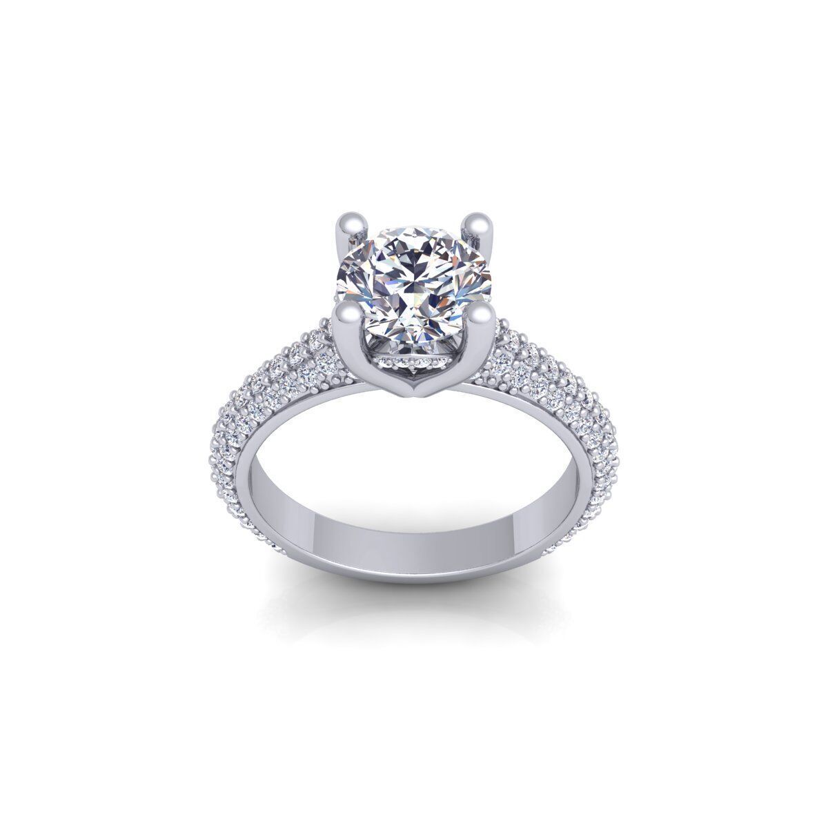 Fancy Round Engagement Ring 3d Model and Render 3D print model_2