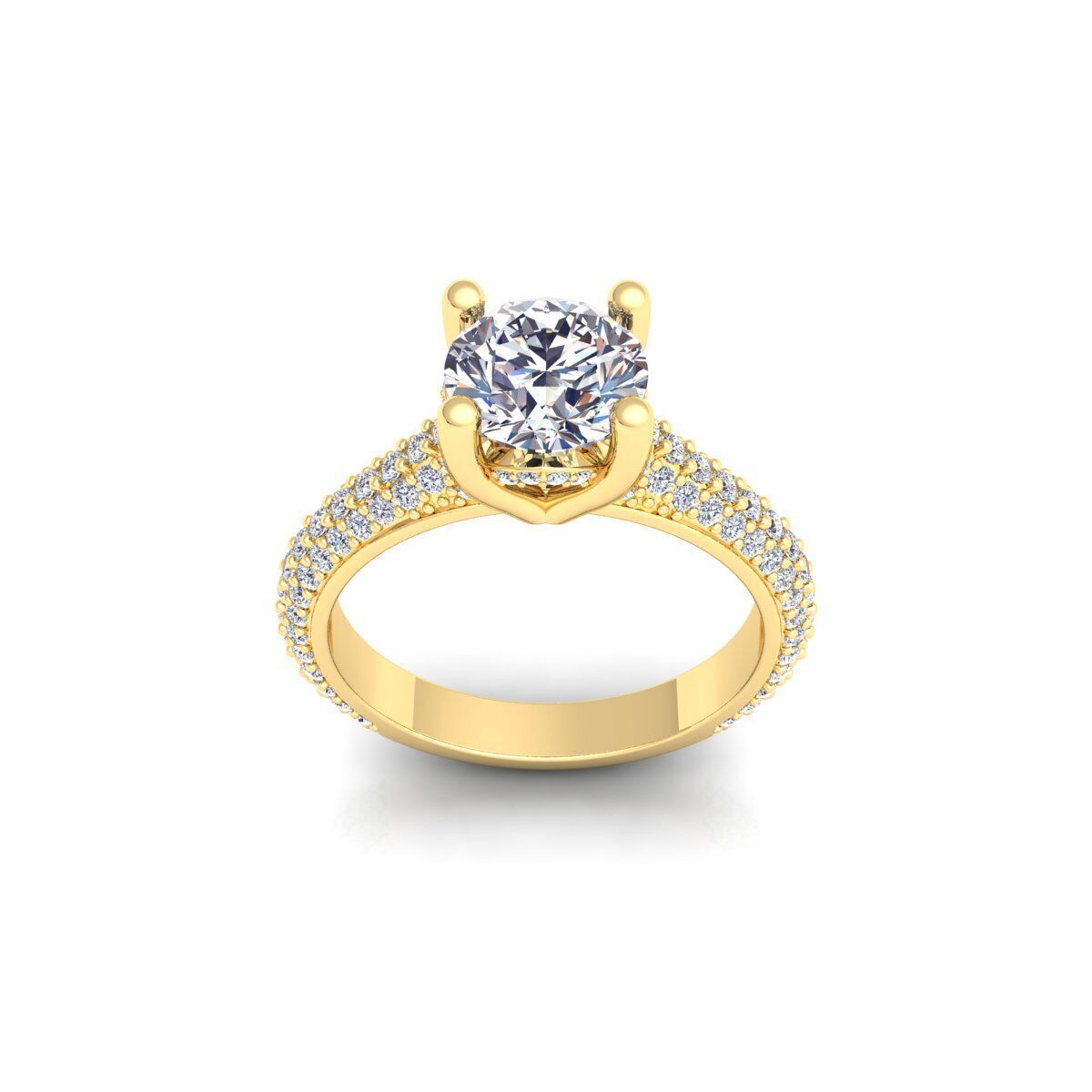 Fancy Round Engagement Ring 3d Model and Render 3D print model_1