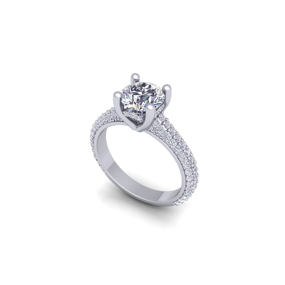 Fancy Round Engagement Ring 3d Model and Render 3D print model_11