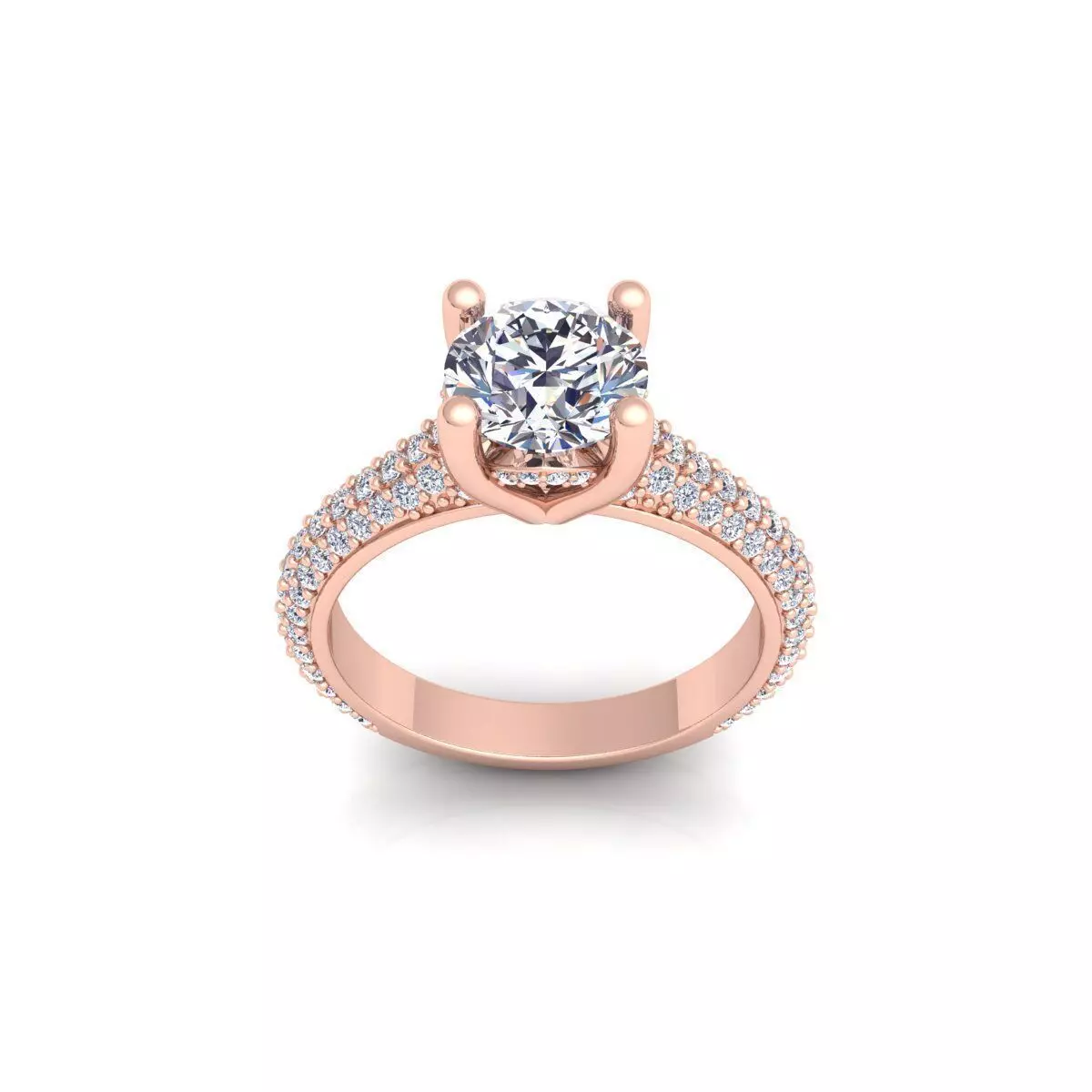 Fancy Round Engagement Ring 3d Model and Render 3D print model_0