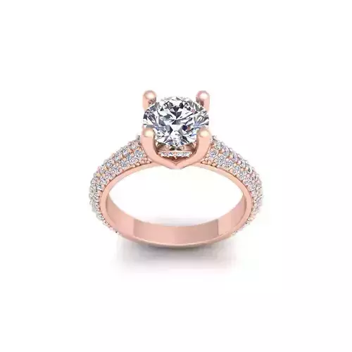 Fancy Round Engagement Ring 3d Model and Render 