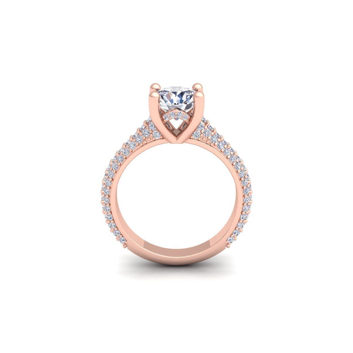 Fancy Round Engagement Ring 3d Model and Render 3D print model_4