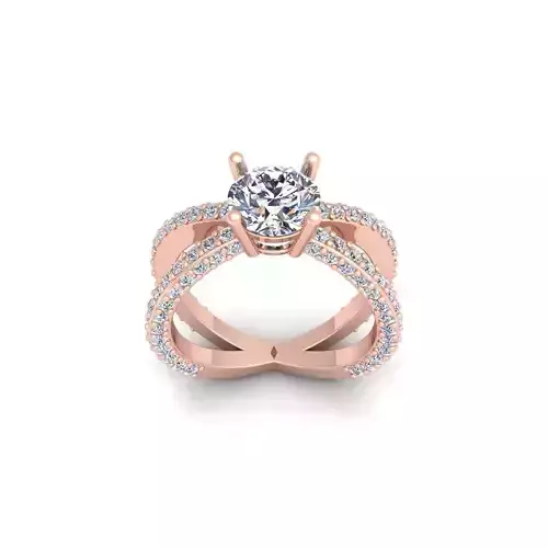 Two Open Shank Diamond Ring 3d model and Render 