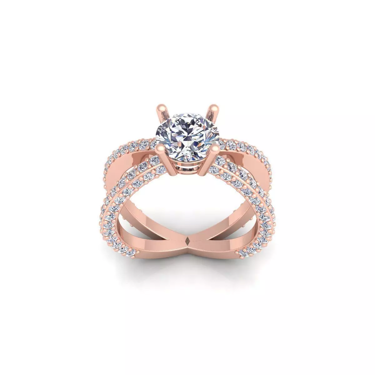 Two Open Shank Diamond Ring 3d model and Render 3D print model_0