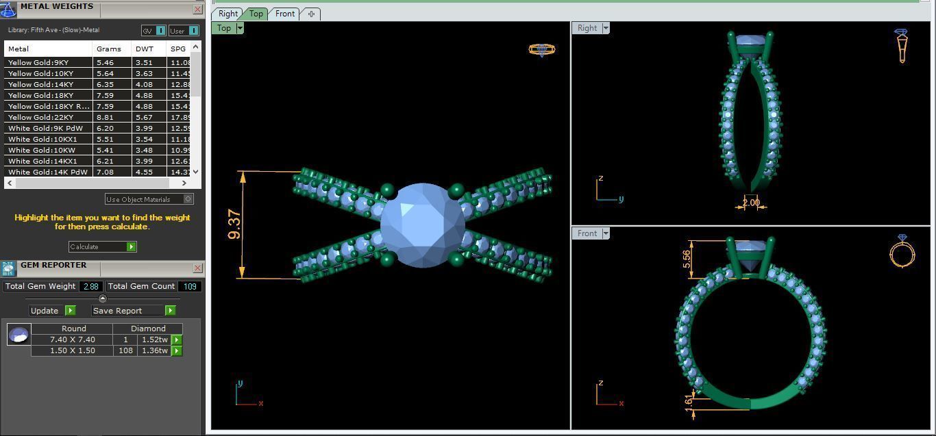 Two Open Shank Diamond Ring 3d model and Render 3D print model_12