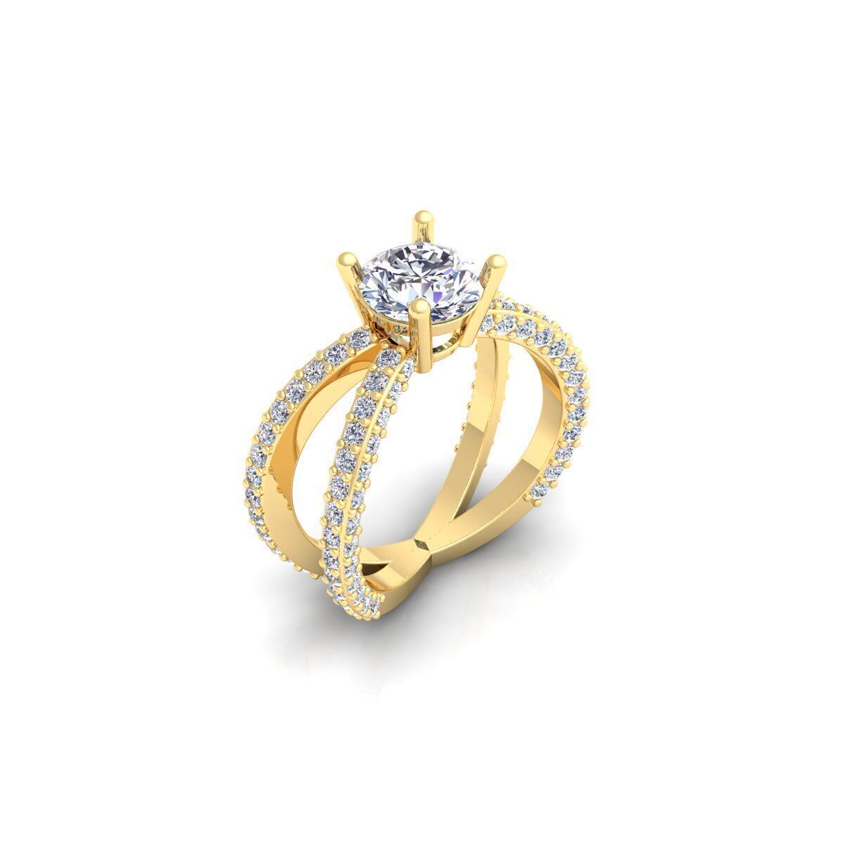 Two Open Shank Diamond Ring 3d model and Render 3D print model_6