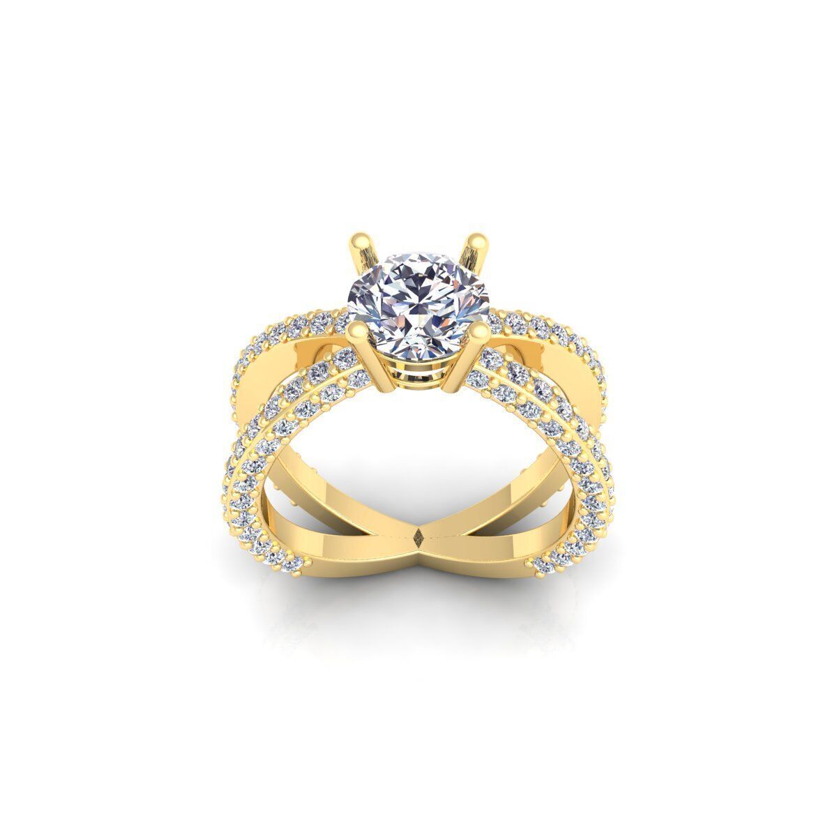 Two Open Shank Diamond Ring 3d model and Render 3D print model_1