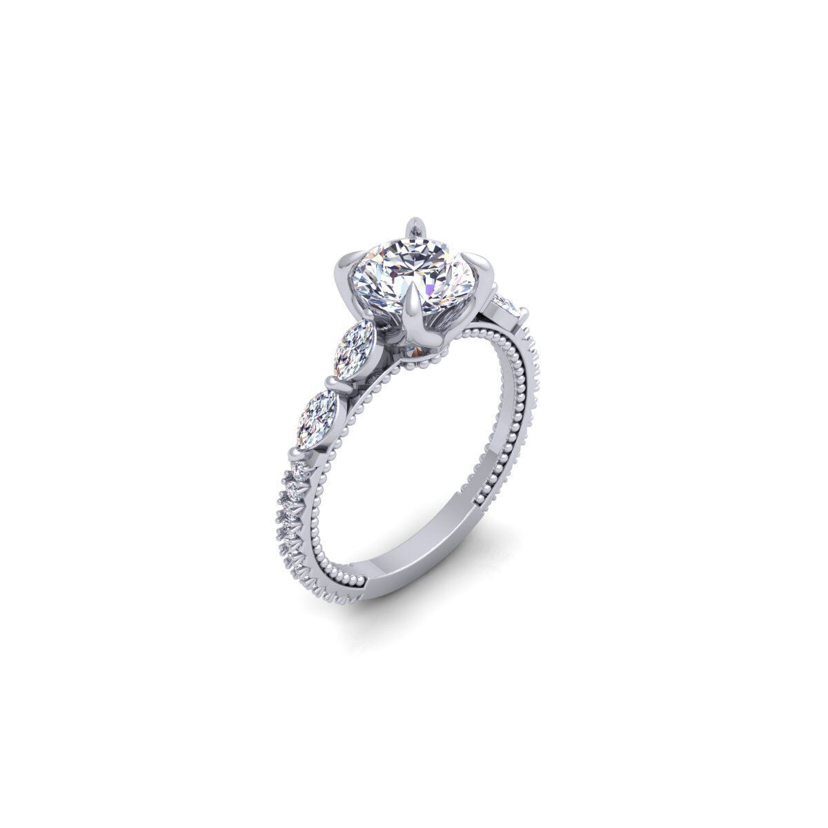 Round Engagement Ring 3d Model and Render  3D print model_8