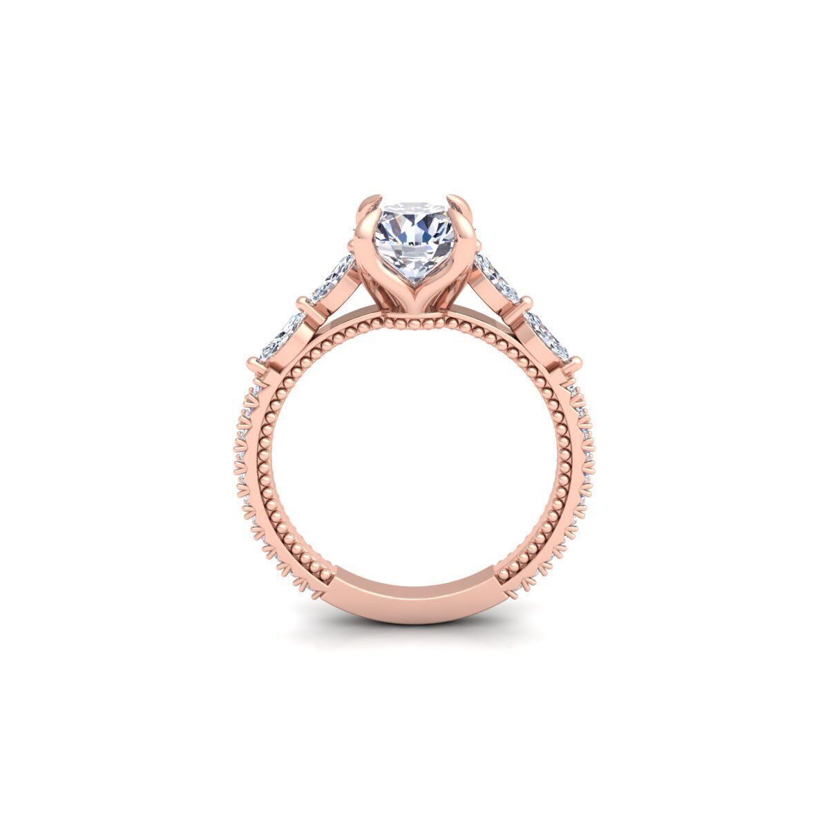 Round Engagement Ring 3d Model and Render  3D print model_4