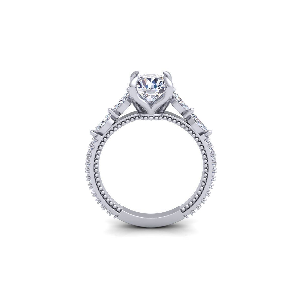 Round Engagement Ring 3d Model and Render  3D print model_5