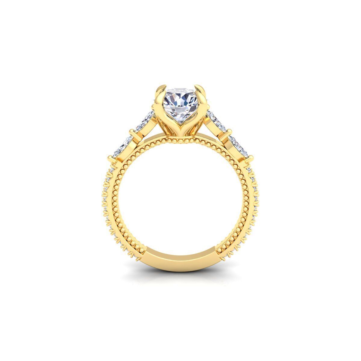 Round Engagement Ring 3d Model and Render  3D print model_3