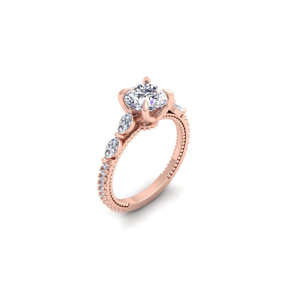 Round Engagement Ring 3d Model and Render  3D print model_7