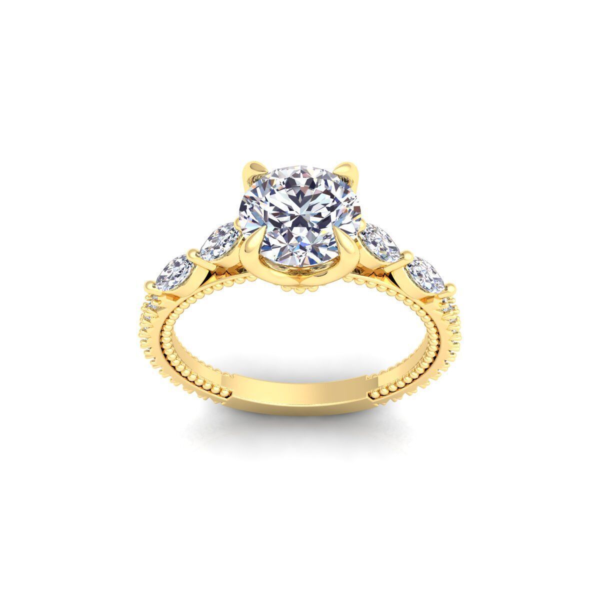 Round Engagement Ring 3d Model and Render  3D print model_1