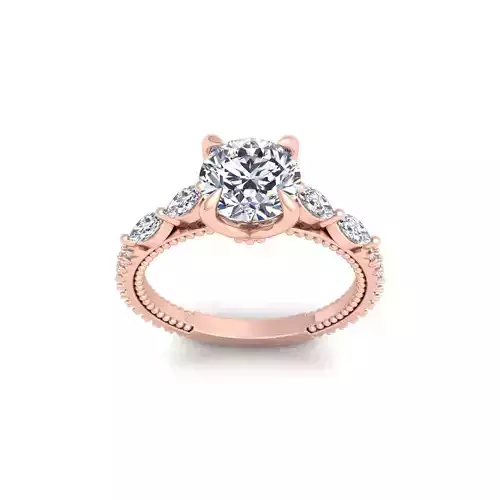 Round Engagement Ring 3d Model and Render 