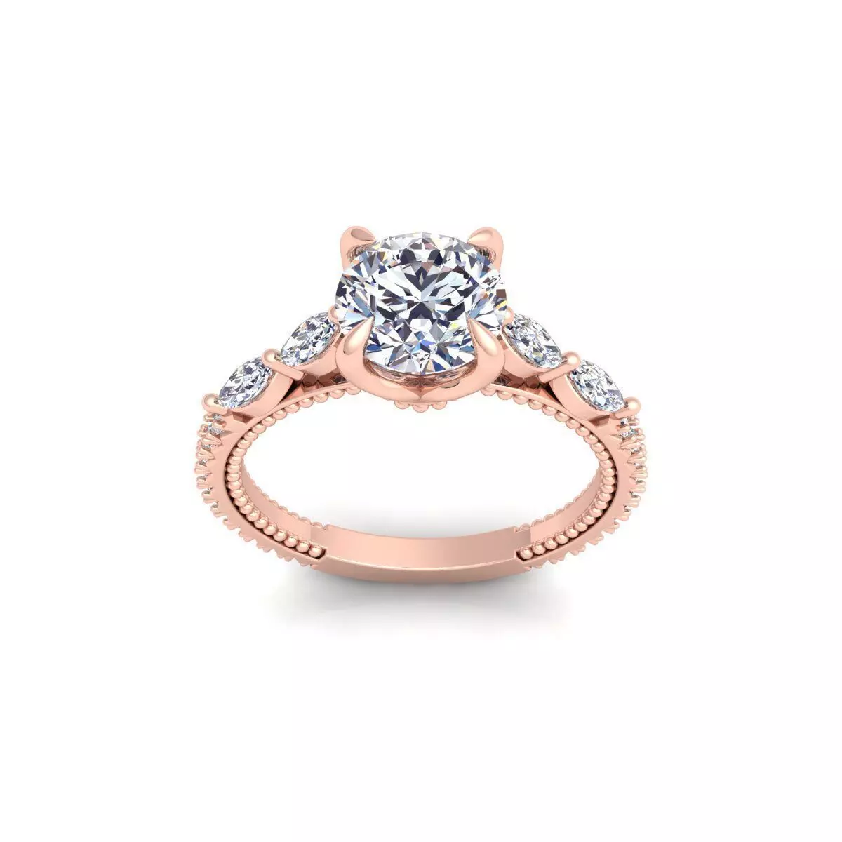 Round Engagement Ring 3d Model and Render  3D print model_0