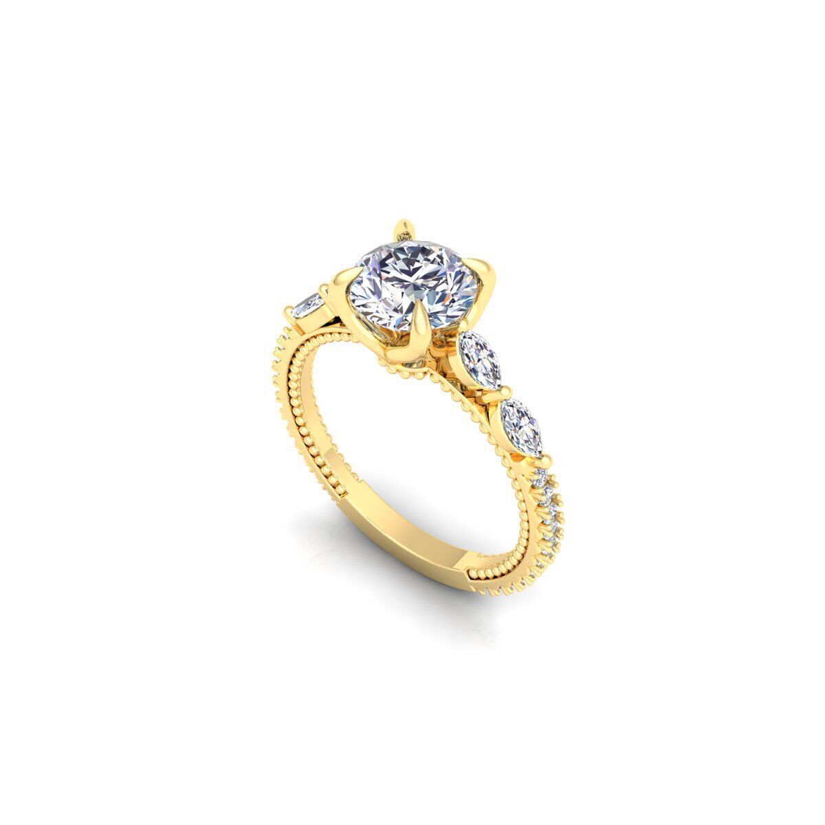 Round Engagement Ring 3d Model and Render  3D print model_9