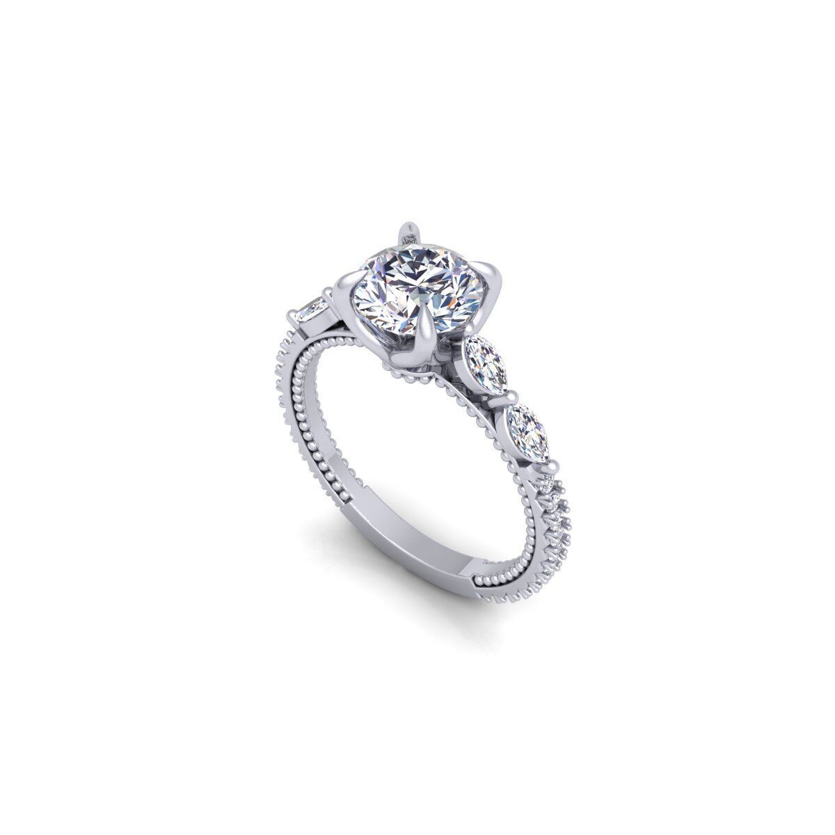 Round Engagement Ring 3d Model and Render  3D print model_11