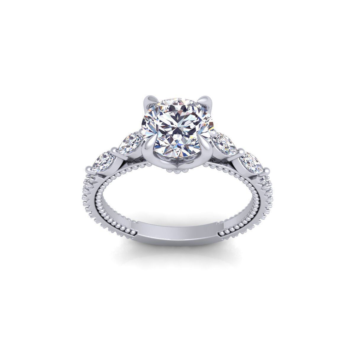 Round Engagement Ring 3d Model and Render  3D print model_2