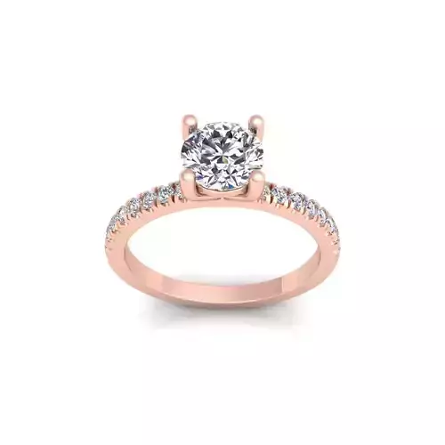 Round With Shank Stone Diamond Ring 3d Model and Render 