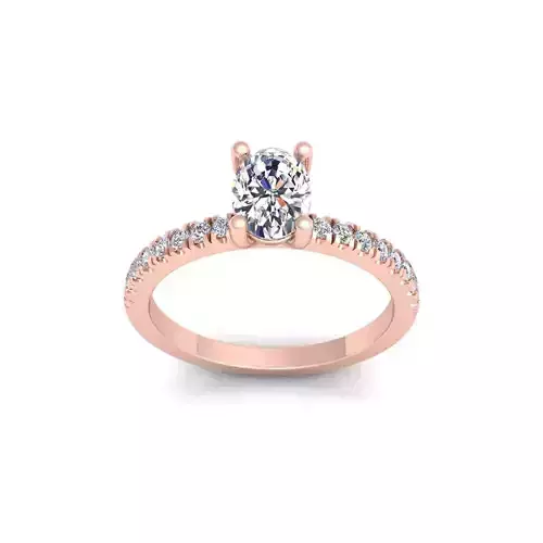 Oval Solitaire With Shank Stone Ring 3d Model and Render  3D print model
