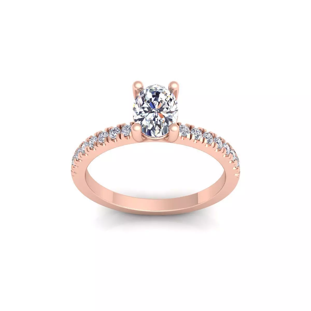 Oval Solitaire With Shank Stone Ring 3d Model and Render 3D print model_0